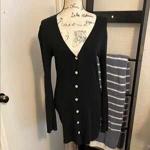 Dolce & Gabbana Black Semi Sheer Button-Up Cardigan Luxury Office Minimalist